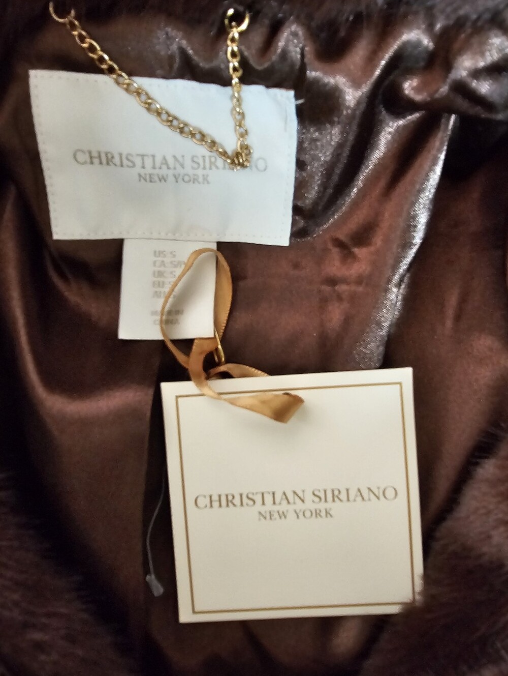 Christian Siriano Faux Fur Coat Womens S Brown Hooded Zip Long Jacket NWT Stunni - Picture 3 of 8